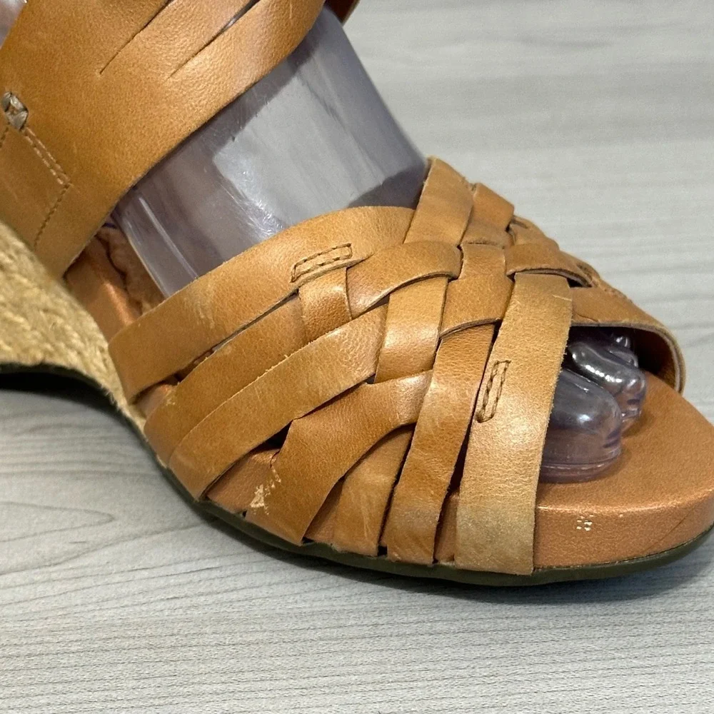 Indigo by Clarks Pocomo Wedge Sandals Womens 6 Woven Leather Espadrille Heel